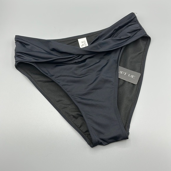 Tempt Me Solid Black Twist High Waist Women's Bikini Bottoms Size Small - Picture 1 of 5
